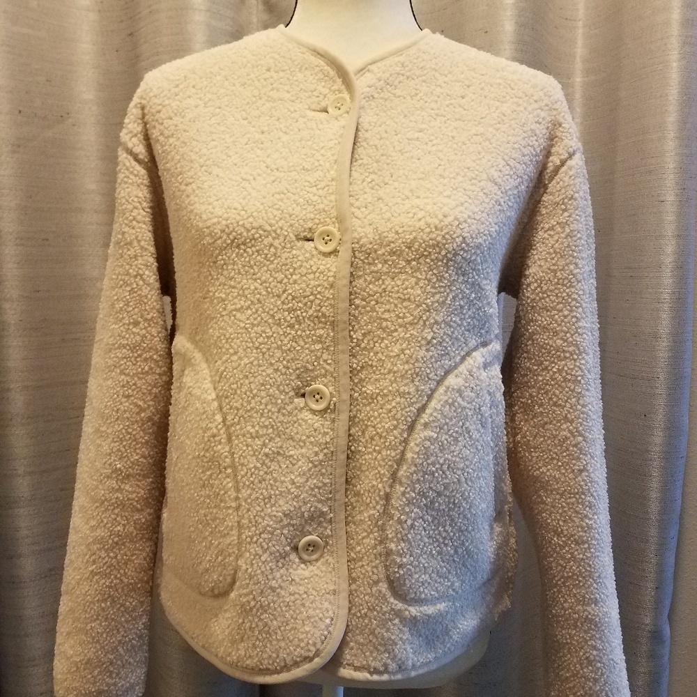 Uniqlo Cream, Fleece Cropped Jacket